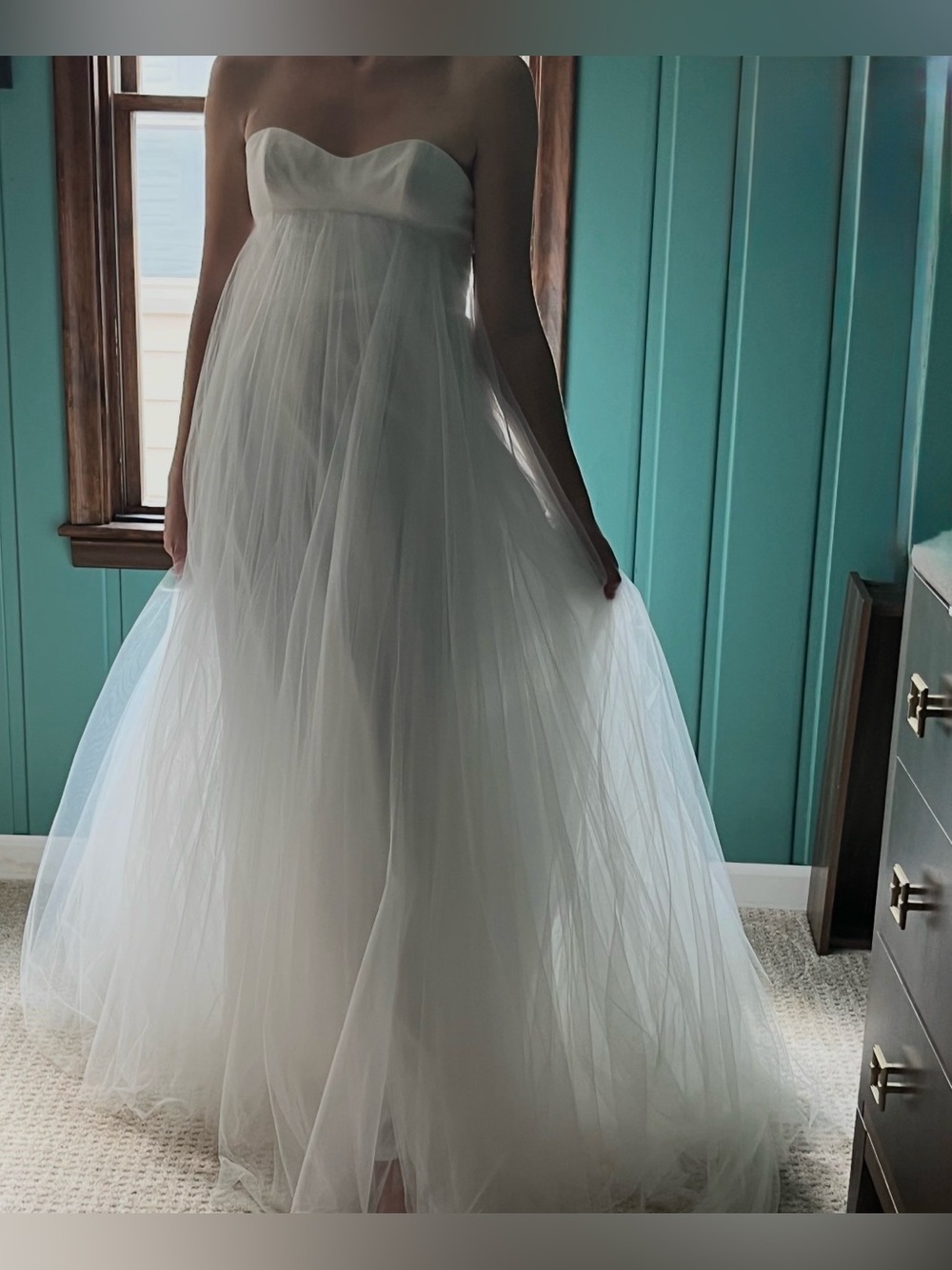 David Fielden (Sz 10) Strapless Tulle Bridal Wedding Gown Dress w/ Kleinfeld Tag